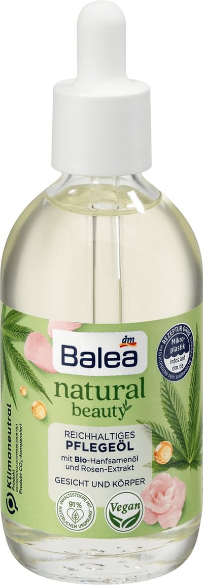Balea Natural Beauty Care Olie, Biologisch - Organisch, rijk voedende olie voor lichaam en gezicht, 100 ml
