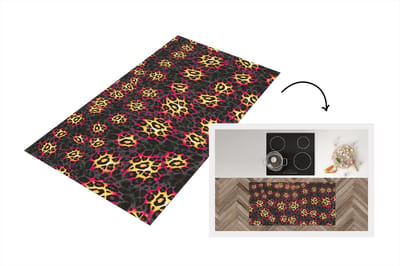 Keukenloper - Loper keuken - Panterprint - Patroon - Paars - Geel - 120x60 cm - Keukenloper vinyl