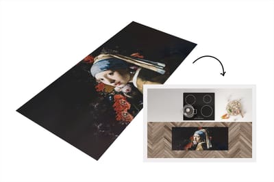 Keukenloper - Loper keuken - Meisje met de parel - Johannes Vermeer - Bloemen - 120x50 cm - Keukenloper vinyl