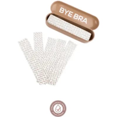 Bye Bra Dress Tape Strips, modieuze tape, transparante plakband, dubbelzijdige tape met roze compact doosje, één maat, verpakking van 30 stuks