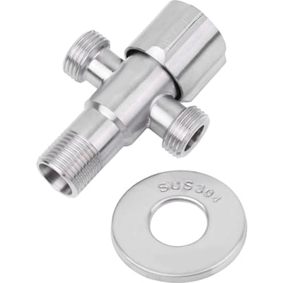 Vanne d'angle G1/2  en acier inoxydable pour salle de bain cuisine Robinet d'arrêt d'eau 1 entrée 2 sorties gray