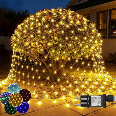 MUPOO Netverlichting Buiten Lichtnet IP44-lichtslinger Lichtnetten Warm Wit Licht-Net Lichtgordijn 2x3M 200LEDs -Timer- Geheugen- 8 modi-Boomverlichting -Kerstverlichting