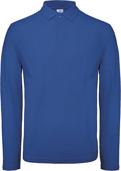 Men's Long Sleeve Polo ID.001 Kobaltblauw Paars merk B&C maat S