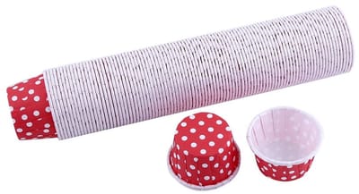 Dailygoods- Cupcake Vormpjes Papier 100 Stuks - Muffin Bakvorm - Decoratieve Bakpapier Liners - Perkamentpapier - Rood - Afmetingen 5x3 cm - Muffinbakvormpjes