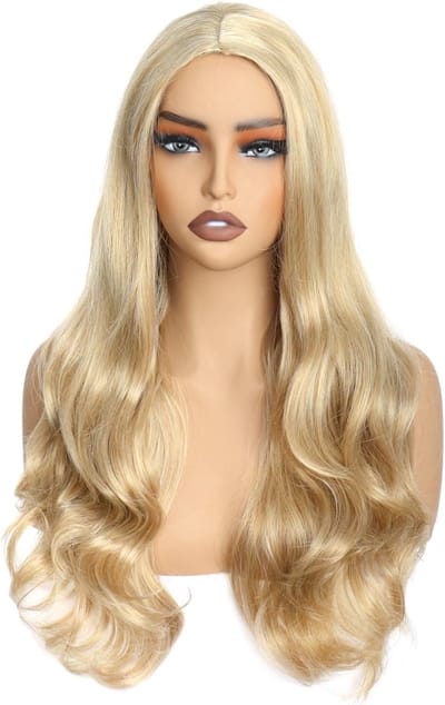 Lange Blonde Golvende Peruk voor Dames en Meisjes - Natuurlijke Krullen, Warmtebestendig Synthetisch Haar voor Halloween, Cosplay en Feestjes
