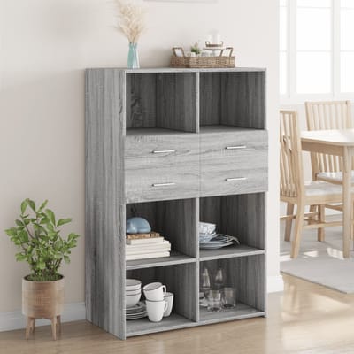 vidaXL - Hoge - kast - 80x42,5x124 - cm - bewerkt - hout - grijs - sonoma - eikenkleurig