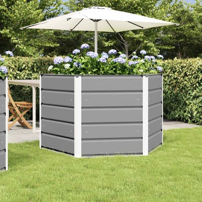 vidaXL - Plantenbak - Lichtgrijs - 129 - x - 129 - x - 75 - cm - Staal