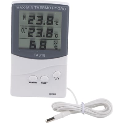 Digitale binnen- en buitenthermometer 25% RV tot 98% RV ?50 tot 70 graden Celsius met sonde, grote schermtemperatuur white