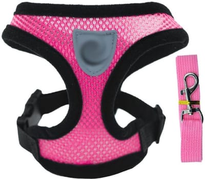 Roze kitten tuigje en riem set, anti-ontsnapping kitten tuigje, verstelbare kitten riem, kitten vest, maat S