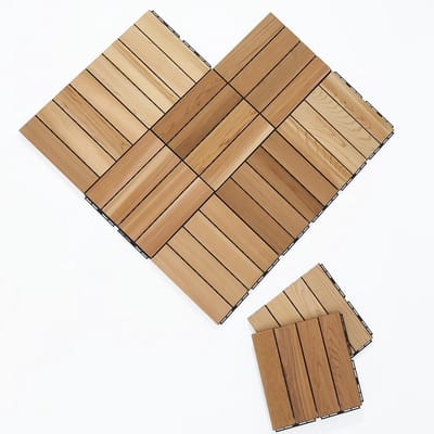 Cederhouten Vloertegels - Houten Terrasdelen - Buiten Leven - In elkaar grijpend Systeem - 30x30cm - Natuurlijk Hout