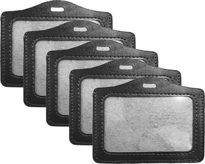 Fako Bijoux - Badgehouder - PU Leder - Kunstleer - Horizontaal - Zwart - 5 Stuks