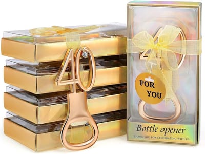 Gouden Flessenopeners - Feestartikelen Cadeautjes - Verjaardag Vieren - Met Zirkonia Versierd - 36 Stuks - Goud