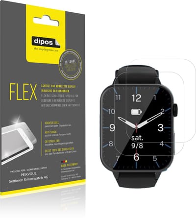dipos – 2x Beschermfolie geschikt voor PEIKVOUL Senioren Smartwatch 4G | 3D Full Cover Screenprotector | 100% Passend
