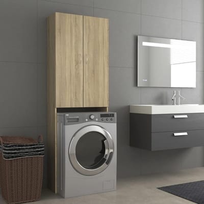 Hoge Wasmachinekast met 2 Deuren en 3 Vakken - Sonoma Eiken