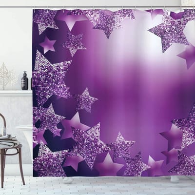 Douchegordijn - Badkamerdecoratie Gordijn - Badkamer Opfrissen - Digitale Print Technologie - 175 x 200 cm - Purper