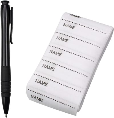 MDUG 200 naamkaartjes - Wit - Inclusief pen - Gebreide naamkaartjes voor school - Naaivriendelijk - Geschikt voor de schoolwas - Voorkomt verwarring - Beschrijfbaar - Wasbaar
