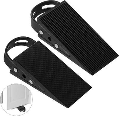Zware Deurstoppers - Deurwiggen Rubber - Deur Open Houden - Dubbelzijdig Antislip - 17x12x4 cm - Zwart