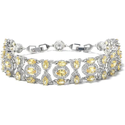 Zirkonia Armband Kleur Luxe Volledige Diamant Dames Europese en Amerikaanse Mode Toermalijn Armband. free 3cm extension buckle white