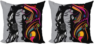 ABAKUHAUS Jeugdkussenhoes set - 2x60x60 cm - dubbelzijdig bedrukt - microvezel