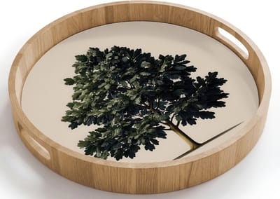 Dienblad rond 40x40 cm - Schootdienblad hout - Eikenboom - Schaduw - Egaal - Borrelplank rechthoek - Plateau houten dienbladen