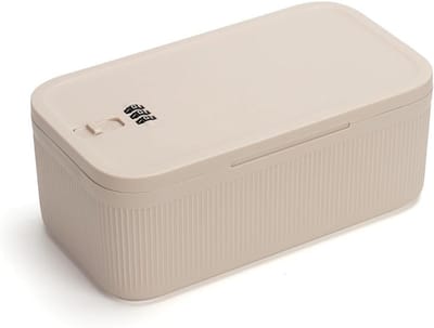 Afsluitbare opbergdoos, medicijnkoffer, reiskoffer, koelbox voor eten, medicijnen, snacks, afsluitbare opbergdoos voor mobiele apparaten, gevangenis, kantoor, thuis, school, Vaderdagcadeau (crèmekleurig).