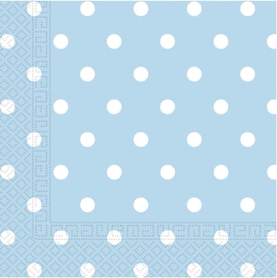 Vegaoo - 20 lichtblauwe papieren servetten met witte stippen 33 x 33 cm