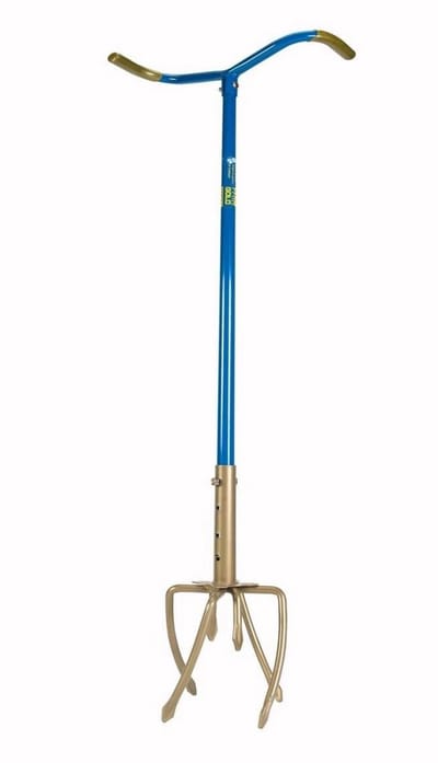 GardenClaw Tuinklauw GG921-06 - Woelvork voor het Losmaken en Beluchten van Grond - Cultivator met Ergonomische S-Handgreep - Grondwoeler Verstelbaar 97-106 cm - Blauw/Goud