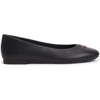 Tommy Hilfiger Th Plate Leather Ballerinas Black Größe: 35 | Ballerinas Outlet | Damen | Schwarz