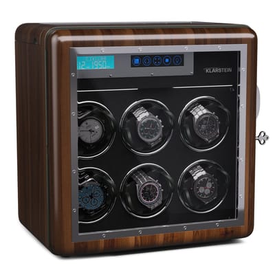 Klarstein Horlogeopwinder voor automatische horloges, Automatische horlogeopwinder voor 10 horloges, Horlogeopwinder met acryldeur, Automatische horlogeopwinder, Blauwe LEDs, Watch Winder met 5 TPD