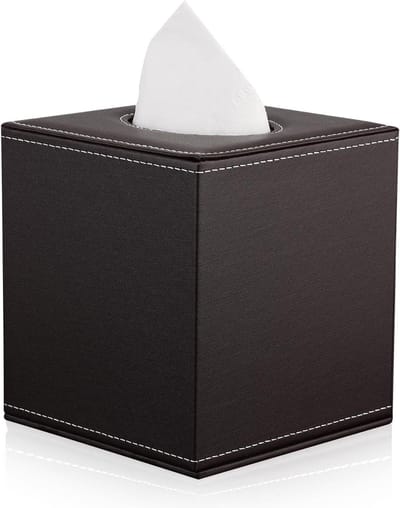 JGS Premium - Lederen tissue box cover - Houder voor vierkante kubus - Bruin - Stijlvol en praktisch
