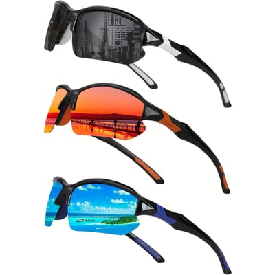3 stuks Gepolariseerde Sportbrillen Voor Mannen & Vrouwen, Outdoor Casual Winddichte Brillen Voor Fietsen, Honkbal, Hardlopen, Vissen, Golf,