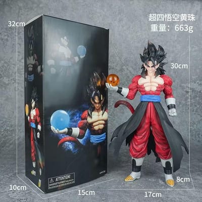 30CM Anime Dragon Ball Super 4 Son Goku Debout Tenant la Boule de Cristal Posture Modèle Super Saiyan Jouet Figurine d'Action Grande Poupée With box gray