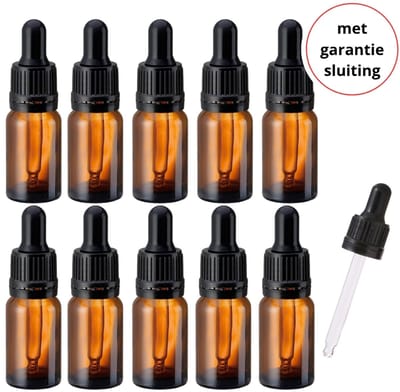 Pipetflesjes 10ml - 10st Glazen Flesjes met Pipet - 10x Pipetflesjes met Garantiesluiting