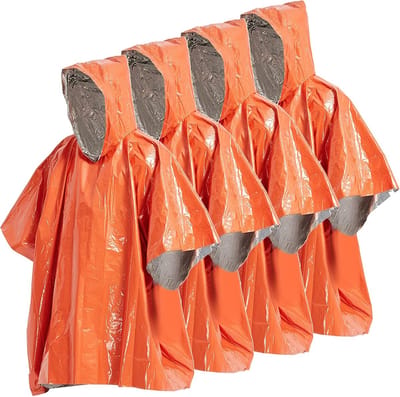 4 stuks - Waterdichte overlevingsdeken - 125cm*100cm - Noodregenjas - Reddingsdeken - Isolatiedeken - warme deken - winddichte poncho - nooddeken - outdoor survival kampeeruitrusting - noodregenjas overlevingsdeken - multifunctionele regenjas