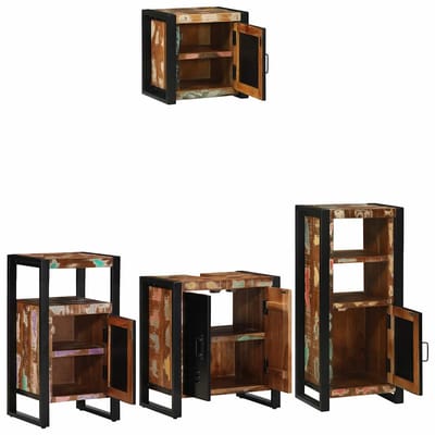 vidaXL Badkamermeubel Set met lade 4 pcs Massief Gerecycleerd Hout