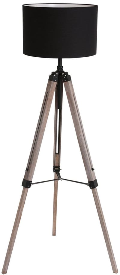 Vloerlamp Triek 7175ZW uitschuifbaar van metaal en textiel, hoogte instelbaar van 140-165 cm, zwart-gouden lampenkap - Mexlite