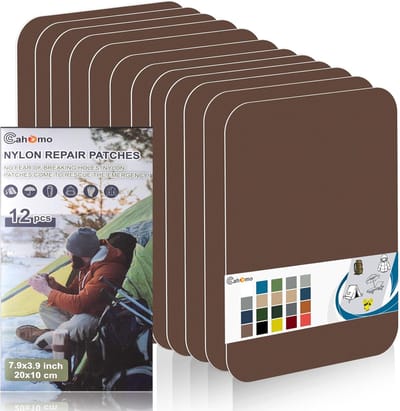 Reparatiepleisters Nylon - Reparatietape Patches - Outdoor Uitrusting Repareren - Zelfklevend Waterdicht - 20 x 10 cm - Bruin