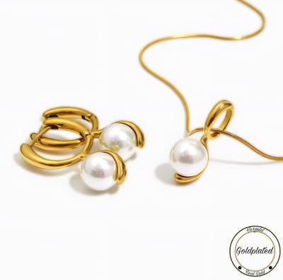 Borasi Parel Ketting&Oorbellen Geschenkset | Goldplated | Dames Sieraden | Cadeau Voor Haar | Luxe Geschenkzakje |