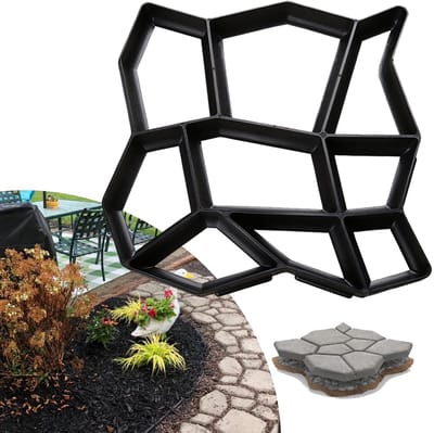 Beton Gietvorm - Stoepvorm Herbruikbaar - Tuinpad Aanleggen - 9-Kamersysteem - 43x43x4 cm - Zwart