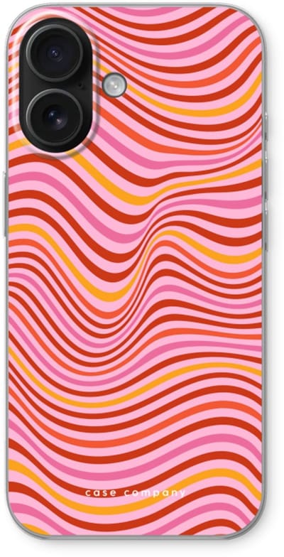 Case Company® - Hoesje geschikt voor iPhone 16 hoesje - Pink Wave - Soft Cover Telefoonhoesje - Bescherming aan alle Kanten en Schermrand