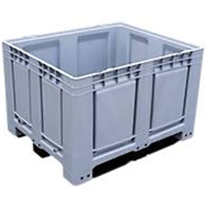 Palletbox Big Box 680 l, B 1200 x D 1000 x H 790 mm, gesloten, zilvergrijs, 4 poten