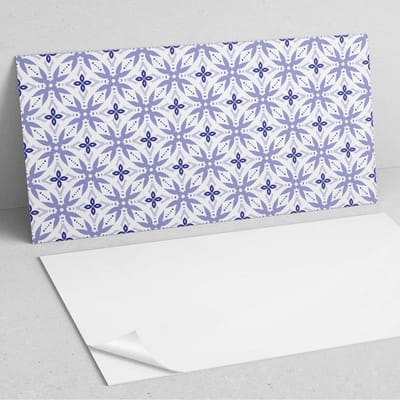 Coloray Wandpanelen Zelfklevend - Geometrisch patroon met bloemen PVC Wandpaneel - 100 cm x 50 cm - Blauw Wandbekleding Zelfklevend - 1 stuk - Mozaïeken Wandpanelen Zelfklevend - Wandbord Keuken - Wandpaneel Badkamer