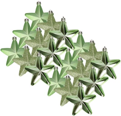 Decoris kersthanger sterren - 18x st - groen - 7 cm - kunststof - kerstornamenten - kerstversiering