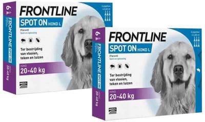 Frontline Spot On Anti Vlooien en Teken Druppels Hond 20 - 40 kg - 2 x 6 pipetten - Voordeelverpakking