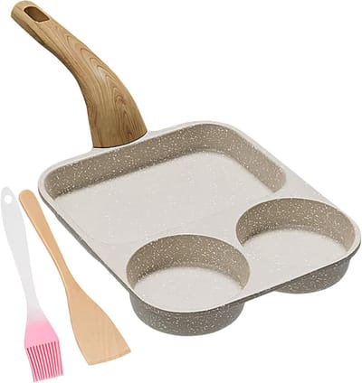 Anti-aanbak Eierpan - Omelet Pan - Ontbijt Maken - Vier Kookzones - 39 x 19 cm - Geel