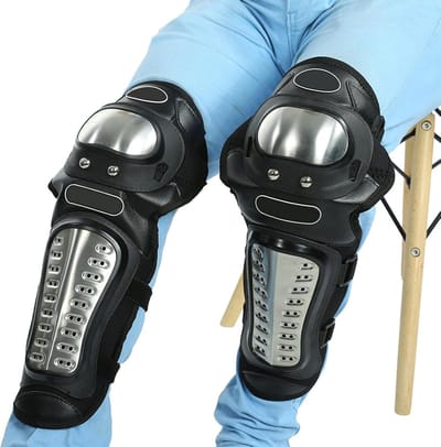 2Pcs RVS Motorcross ATV Kniebeschermers - Shin Guard Beschermende Armor Set voor Volwassenen