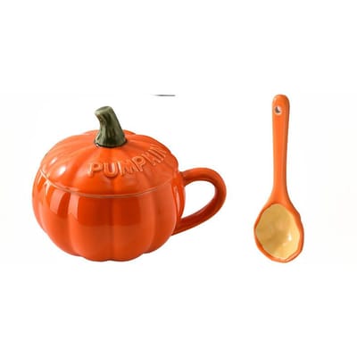 Tasse Citrouille avec Couvercle Cuillère Tasse à Eau de Haute Valeur Bureau Maison Tasse à Petit-Déjeuner Pratique 320ml red