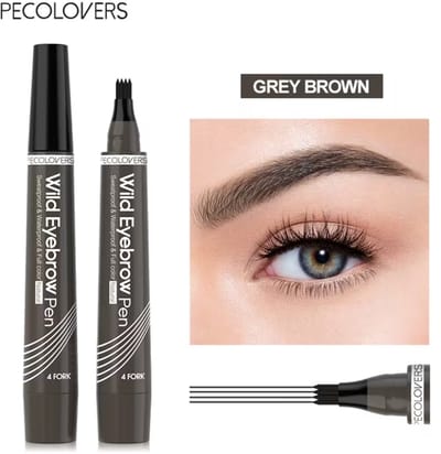 Wenkbrauwpotlood Waterproof | Grijs Bruin | Grey Brown | Langhoudend Professionele Wenkbrauwmake-up Pen met 4 Split heads - Totale controle