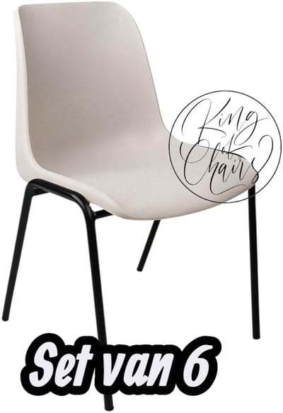 Kantinestoel Helene Lichtgrijs -set van 6- zwart onderstel kantinestoel stapelstoel kuipstoel vergaderstoel tuinstoel kantine stoel stapel stoel tuin stoel kantinestoelen stapelstoelen kuipstoelen arenastoel schoolstoel bezoekersstoel Everardo