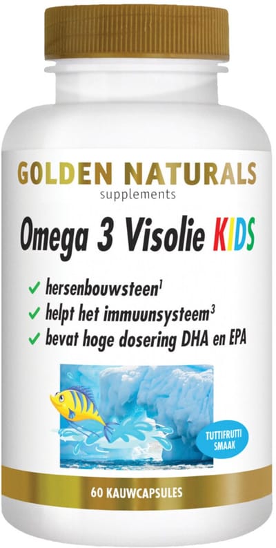 Golden Naturals Omega 3 Visolie KIDS - 2 x 60 gummies - Voordeelverpakking